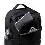 Mochila para portátil em nylon reciclado com bolso antirroubo 16'' cor preto vista detalhe 3
