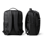 Mochila para portátil em nylon reciclado com bolso antirroubo 16'' cor preto vista detalhe 5