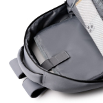 Mochila para computador em plástico reciclado e faixas refletoras 15'' cor cinzento vista detalhe 2