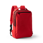 Mochila em poliéster reciclado com costas e alças acolchoadas 14'' cor vermelho primeira vista de uso
