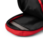 Mochila em poliéster reciclado com costas e alças acolchoadas 14'' cor vermelho vista detalhe 3