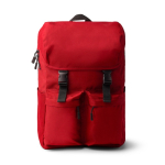 Mochila em poliéster reciclado com aba e fivelas 15'' cor vermelho segunda vista