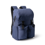 Mochila em poliéster reciclado com aba e fivelas 15'' cor azul-marinho primeira vista de uso
