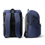 Mochila em poliéster reciclado com aba e fivelas 15'' cor azul-marinho vista detalhe 6