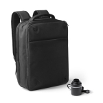 Mochila em poliéster eco com compressão a vácuo e bomba elétrica 15'' cor preto primeira vista de uso