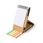 Set em cartão reciclado com suporte para telemóvel e tinta azul cor natural primeira vista de uso