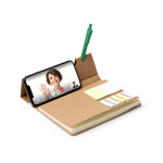 Bloco notas A5 pautado em cartão reciclado com suporte para smartphone cor natural vista detalhe 1