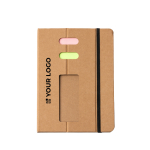 Bloco notas A5 pautado em cartão reciclado com suporte para smartphone vista principal