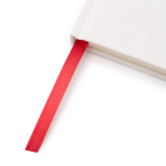 Bloco de notas A5 em cartão com suporte para caneta e folhas pautadas cor vermelho vista detalhe 3