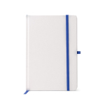 Bloco de notas A5 em cartão com suporte para caneta e folhas pautadas cor azul real segunda vista