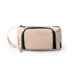 Nécessaire em poliéster reciclado com abertura superior e pega cor bege segunda vista