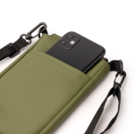 Mala a tiracolo em pele sintética com forro interior e fecho de velcro cor verde-escuro vista detalhe 4