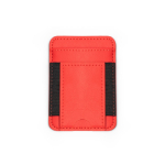 Porta-cartões magnético em pele sintética com dois compartimentos cor vermelho segunda vista