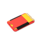 Porta-cartões magnético em pele sintética com dois compartimentos cor vermelho primeira vista de uso