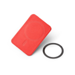 Porta-cartões magnético em pele sintética com dois compartimentos cor vermelho vista detalhe 2