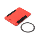 Porta-cartões magnético em pele sintética com dois compartimentos cor vermelho vista detalhe 3
