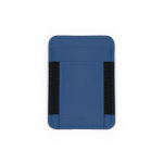 Porta-cartões magnético em pele sintética com dois compartimentos cor azul real segunda vista