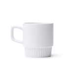 Caneca de cerâmica com design biselado e acabamento brilhante 350ml cor branco segunda vista