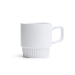 Caneca de cerâmica com design biselado e acabamento brilhante 350ml cor branco terceira vista