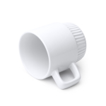 Caneca de cerâmica com design biselado e acabamento brilhante 350ml cor branco vista detalhe 1
