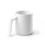 Caneca cerâmica pega ergonómica e acabamento exterior brilhante 350ml cor branco primeira vista de uso