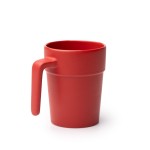 Caneca de cerâmica com pega ergonómica e interior a condizer 250ml cor vermelho primeira vista de uso