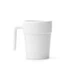 Caneca de cerâmica com pega ergonómica e interior a condizer 250ml cor branco segunda vista