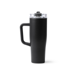 Caneca térmica em aço inoxidável e plástico com palhinha 830ml cor preto segunda vista