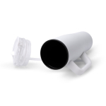 Caneca térmica em aço inoxidável e plástico com palhinha 830ml cor branco terceira vista