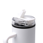Caneca térmica em aço inoxidável e plástico com palhinha 830ml cor branco vista detalhe 1