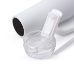 Caneca térmica em aço inoxidável e plástico com palhinha 830ml cor branco vista detalhe 3