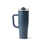 Caneca térmica em aço inoxidável e plástico com palhinha 830ml cor azul-marinho segunda vista
