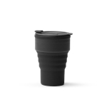 Copo dobrável em silicone com acabamento mate e anel amovível 400ml cor preto segunda vista