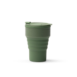 Copo dobrável em silicone com acabamento mate e anel amovível 400ml cor verde-escuro segunda vista