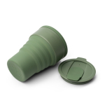 Copo dobrável em silicone com acabamento mate e anel amovível 400ml cor verde-escuro vista detalhe 3