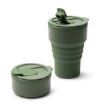 Copo dobrável em silicone com acabamento mate e anel amovível 400ml cor verde-escuro vista detalhe 4