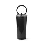 Copo translúcido com palhinha, pega rebatível e sistema antigotas 670ml cor preto segunda vista