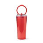 Copo translúcido com palhinha, pega rebatível e sistema antigotas 670ml cor vermelho segunda vista