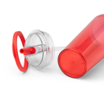 Copo translúcido com palhinha, pega rebatível e sistema antigotas 670ml cor vermelho vista detalhe 2