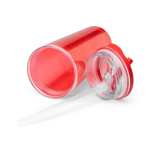 Copo translúcido com palhinha, pega rebatível e sistema antigotas 670ml cor vermelho vista detalhe 3