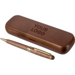 Set  de escrita em madeira e latão com estojo de madeira e tinta azul quinta vista