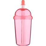 Copo em RPET com tampa de rosca e palhinha com tampa de silicone 500ml cor cor-de-rosa primeira vista
