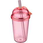 Copo em RPET com tampa de rosca e palhinha com tampa de silicone 500ml cor cor-de-rosa segunda vista