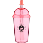 Copo em RPET com tampa de rosca e palhinha com tampa de silicone 500ml cor cor-de-rosa terceira vista