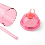 Copo em RPET com tampa de rosca e palhinha com tampa de silicone 500ml cor cor-de-rosa quarta vista