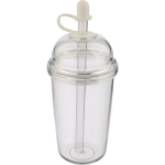 Copo em RPET com tampa de rosca e palhinha com tampa de silicone 500ml cor transparente quinta vista