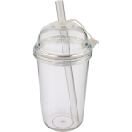 Copo em RPET com tampa de rosca e palhinha com tampa de silicone 500ml cor transparente sexta vista