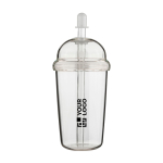 Copo em RPET com tampa de rosca e palhinha com tampa de silicone 500ml cor transparente vista principal