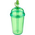 Copo em RPET com tampa de rosca e palhinha com tampa de silicone 500ml cor verde-claro primeira vista