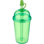Copo em RPET com tampa de rosca e palhinha com tampa de silicone 500ml cor verde-claro segunda vista